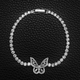 Arrival Butterfly Vintage 3mm zircon 20cm silver color on hand Bracelet Bangle for Women Lady Jewelry S7059