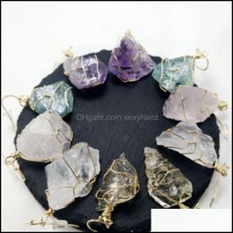 Pendant Necklaces & Pendants Jewelry Pretty Nature Stone Amethyst Rose Quartz White Crystal Lemon Fluorite Charms For Necklace 706 T2 Drop D