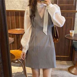 White Loose Fashion Chic Elegant Office Lady Shirts+ High Quality Sexy Mini Skirts Two Piece Sets Suits 210525