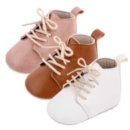 Women's Baby Pu Leather Shoes Lace-up England Kid First Walker Toddlers 0-24 Months G1023