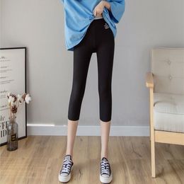 Leggings Women Modal Wear Summer Thin Fat High Elastic Seven Points Plus Size High Waist Cotton Ankle-length Pants C0304