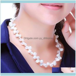 Necklaces & Pendants Jewelryswell6-8Mm Natural Pearl Necklace Porcelain Aesorios Mujer Baroque White Pink Freshwater Beaded Collier Chokers