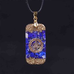 Orgonite Energy Pendant Natural Lapis Lazuli Reiki Necklace Mysterious Resin Chakra Stone Growth Business Amulet 210721
