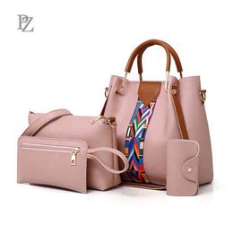 #ZB156 2021 M made TAX FREE New Fashion 4pcs Sets Bags Solid Tot Digner Women Leather Lady handbags for young women