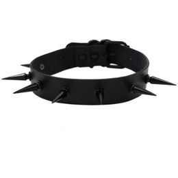 Choker Chokers 2023 Fashion Punk Black Leather Sexy Rivets Collar Bondage Goth Women Harness Gothic Necklace Festival Jewellery