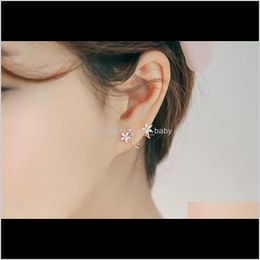 Stud Jewellery Charm Arch Studs S925 Sier Sterling 3A Rhinestone Flowers Ear Pins Fashion Earrings Gifts For Her Drop Delivery 2021 Ur4No