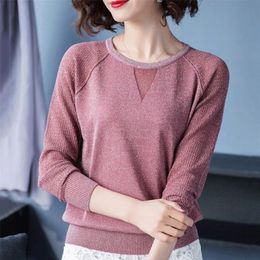 Tops Womens Pullover Spring Autumn Basic Blouse Shirts Ladies Long Sleeve Casual Tops Pullovers New Arrival Elastic Women 210303