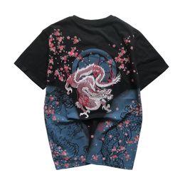 New Arrival Animal Tshirt Brand Clothing Hot Sale T Shirt Men Goods Embroidery With Short Carp Tattoo O-neck Cotton Casual 210225