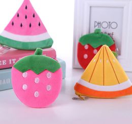 Soft Plush Fruits Purse Wallet Cartoon Strawberry Watermelon Pineapple Pouch Coin Bag Handbag Pink Red Yellow Orange