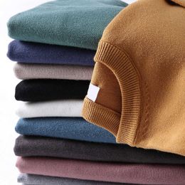 Men's sweater knitted bottoming shirt 2021 new men's fashion brand pure color warm winter knitted sweater knit sweater pullover Y0907