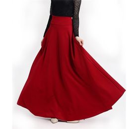 Solid Casual Skirts Plus Size 5XL Autumn Clothes Elegant Black Red Long Skirt Evening Party Clud Female Fashion Office Ladies 210310