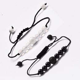 Quality Jewelry 6mm Black and White Agate Bracelet Volcanic Stone White Pine Handmade Bracelet