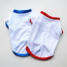 -Chiot T-shirt Sublimation Blanches Animaux blancs Porte-manches courtes Vest mignon Rouge Bleu Respirable Dog Vêtements Printemps Diy Tissu 3 5YE G2
