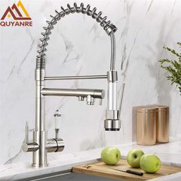 Quyanre Kitchen Faucets torneira para cozinha de parede Crane For Kitchen Water Filter Tap Three Ways Sink Mixer Kitchen Faucet 211108