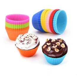 12pcs/Set Silicone Cake Mould Round Shaped Muffin Cupcake Baking Moulds Kitchen Cooking Bakeware Maker DIY Cake-Decorating Tools SN6002