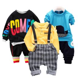 2PC Toddler Baby Boys Clothes Outfit Infant Boy Kids Shirt Tops+Pants Casual Clothing Spring/Autumn Children Clothing Set Cotton 210309