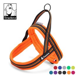 Truelove Mesh Padded Strap Dog Harness No Pull Dog Harness Small Large Reflective Pet Dog Harness Nylon Soft Bulldog Orange 210729