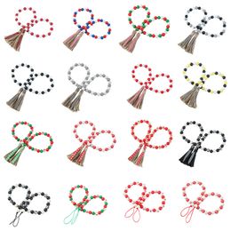 Colourful Wood Beads Candy Colours Tassel Hanging Pendant Decoration Farmhouse Decor INS Nordic Creative Hemp Rope Beaded Children Home Ornament WMQ1336