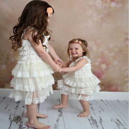 Baby Girls Princess Lace Party Dress Kid Fluffy 3 Layers Flower Girl Dresses Toddler Sleeveless Wedding Pageant Clothes Q0716