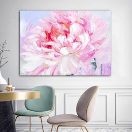 Pink Flower Posters And Prints Abstract Canvas Painting Wall Art For Living Room Decorative Pictures Frameless