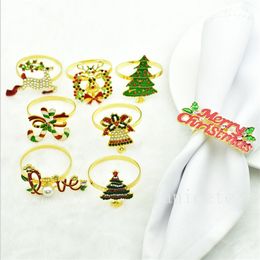 Xmas Deer Reindeer Napkin Rings Christmas Decorations Rhinestones napkins ring Xmas-Party Home Kitchen Dining Room Table Accessories sea send T9I001505
