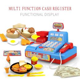 Children's Simulation Cash Register Pretend Toy Supermarket Cash Register With Scan Credit Card Function Kid Birthday Toy Gift 210312