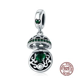 MOWIMO Box Dangle Ball Charm 925 Sterling Silver Green CZ Bead Fit Original Silver Bracelets Pendant Jewelry Making BKC689-LB Q0531