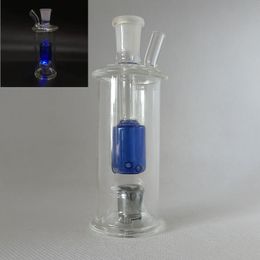 DHL LED Glowing Mini Glass Bong Hookah 10mm Joint Smoking Tobacco Dry Herb Perc Water Bongs Bubbler Percolator Oil Dab Rigs