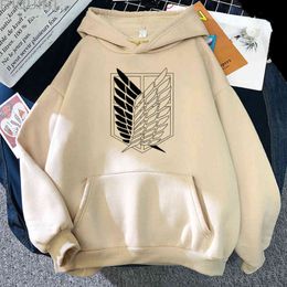 Attack on Titan Hoodies Unisex Male Female Print Shingeki No Kyojin Anime Clothes Loose Casual Streetwears Link Aesthetic Korean Y1118