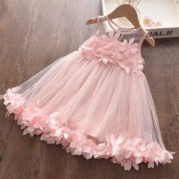 Melario Girls Dresses Sweet Princess Dress Baby Kids Girls Clothing Wedding Party Dresses Children Clothing Pink Applique 211027