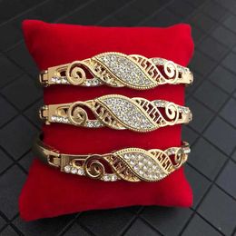 3pcs Zinc Alloy Jewellery Lady Side Open Bangle Bracelet Austrian Crystal Classic Morocco Designer Jewellery Cuff Bracelet Free Ship Q0719