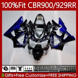 Injection Mould Body For HONDA CBR929RR CBR929 CBR 929RR 900RR 900 929 RR CC 00 01 Bodywork 68No.5 CBR900 900CC 929CC 00-01 CBR900RR 2000 2001 OEM Fairing blue flames