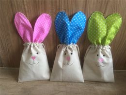 DHL Easter Sublimation Rabbit Egg Sack Small Kids Personalised Easter Gift Candy Bag With String Home Festival Supplies 15W*20Hcm