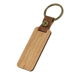 High Quality Wooden Luxury Blank Wood Keychains Straps Keychain Leather For Teachers