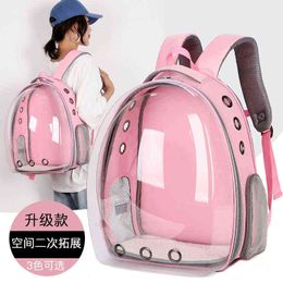 Cat bag breathable portable pet carry backpack cat and dog outdoor travel backpack transparent space style pet backpack cat bag 211120
