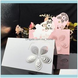 Greeting Festive Supplies Home & Gardengreeting Cards Supply 100Pcs/Lot Laser Paper Cut Head Pattern Escort Place Card Party Table Seat Name