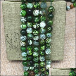 Other Loose Beads Jewelry Natural Green Fire Agate Section Round Diy Aessories Semi-Finished Products European And American Style 315 Drop D