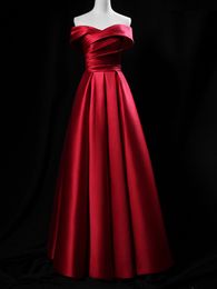 Top Quality Satin Evening Dress Prom Gowns Pleats Formal Dark Red, Royal Blue, Navy Blue,White,Ivory,Champagne, Burgundy