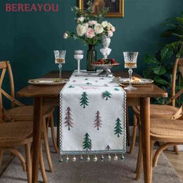 European Table Runners Christmas decor Nordic Luxury Retro Tassel Table Flag For Dining room Bar Living room chemin de table 211117