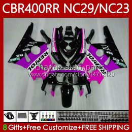 Fairings Kit For HONDA CBR 400 RR CC 400CC NC23 1994 1995 1996 1997 1998 1999 Body 66No.96 CBR400RR CBR400 RR 88-99 NC29 CBR 400RR 94 95 96 97 98 99 OEM Bodywork Repsol Pink