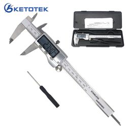 Digital Vernier Calliper 6 Inch 150mm Stainless Steel Electronic Metal Micrometre Depth Measuring Tools 210810