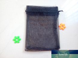 50pcs 15*20 black gift bags for jewelry/wedding/christmas/birthday Organza Bags with handles Packaging Yarn bag