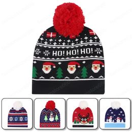 Cartoon Christmas Hats Sweater Knitted Beanie Christmas Santa Thicken Winter Hat for Kids Adults Christmas Party Warmer Cap