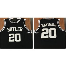 Vintage 21ss # 20 Gordon Hayward Butler College Jersey Nero, Bianco, Numero e nome della maglia da basket cucita su misura, qualsiasi dimensione