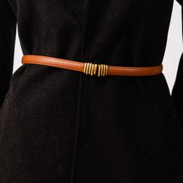European And American Double Buckle Belt Female Buckle Accessories Pure Color Luxury Design Belt Decoration Coat Dress Thin Belt G1026