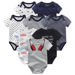 8PCS/LOT Baby Rompers Cotton Newborn clothes Roupas de bebe boy girl jumpsuit&clothing for children overalls winter 210309