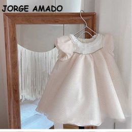 Korean Style Summer Kids Girl Party Princess Dress White Wedding Piano Children's Day Children Formal Clothes E2262 210610