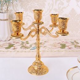 Gold Candle Holders Hollow Candlestick Wedding Decoration Candelabra Home Decor Candelabrum christmas decorations for home