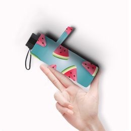 Personality Cute Watermelon Five Folding Umbrella Ultra Light Small Size Portable Mini Pocket Rain Umbrellas