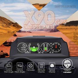 Car GPS HUD Slope Metre Inclinometer Multifunction Vehicle Electronic Compass Over Speed Alarm with LCD Head-Up Display